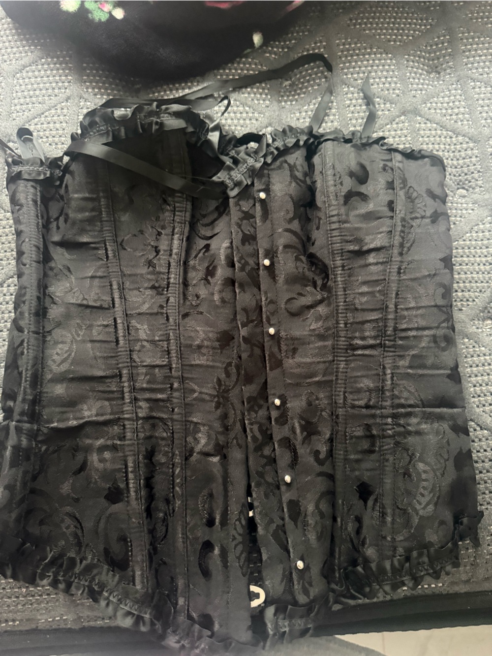 Black Brocade Lace Corset Top